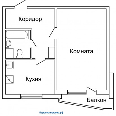планировка однокомнатной квартиры П-44Т